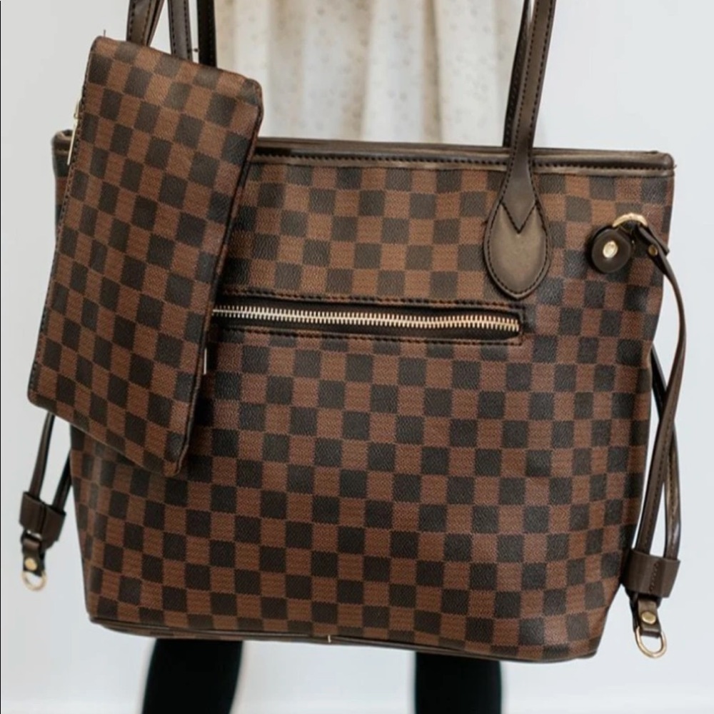 Brown Checkered Bag